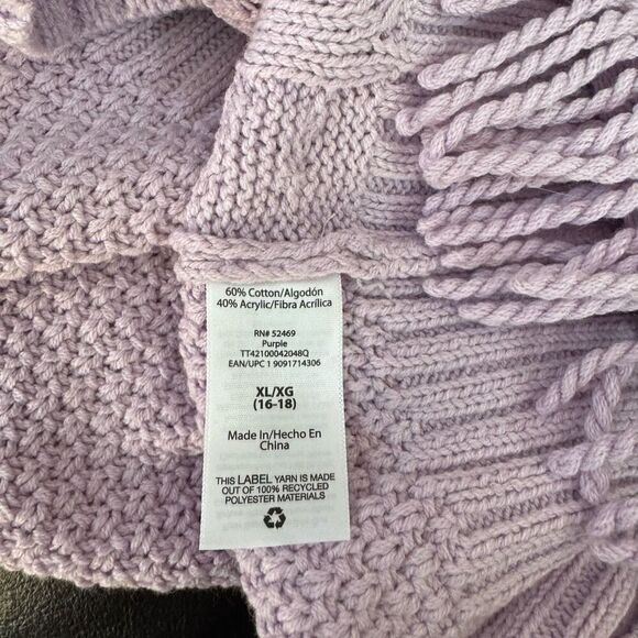 NWT Time and Tru (XL) knit pullover sweater lavender western boho style fringe - Picture 5 of 7